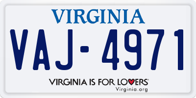 VA license plate VAJ4971
