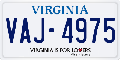 VA license plate VAJ4975