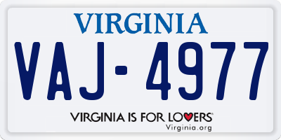 VA license plate VAJ4977