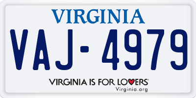 VA license plate VAJ4979