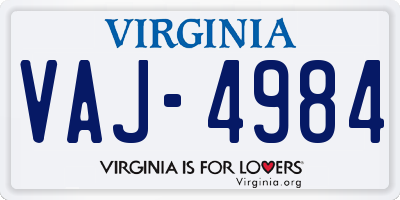 VA license plate VAJ4984