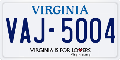VA license plate VAJ5004