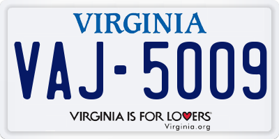 VA license plate VAJ5009
