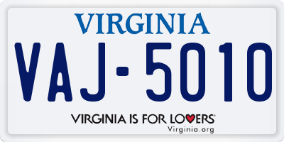 VA license plate VAJ5010
