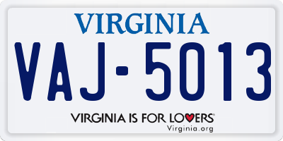 VA license plate VAJ5013