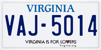 VA license plate VAJ5014