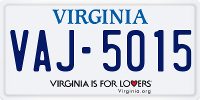 VA license plate VAJ5015