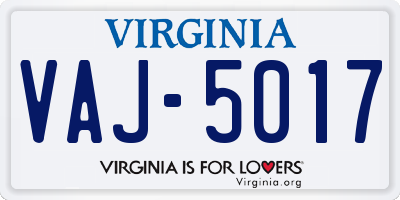 VA license plate VAJ5017