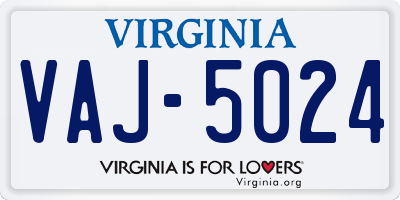 VA license plate VAJ5024