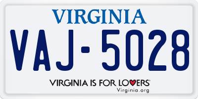 VA license plate VAJ5028