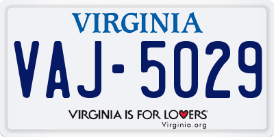 VA license plate VAJ5029