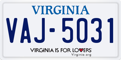 VA license plate VAJ5031