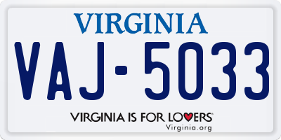 VA license plate VAJ5033