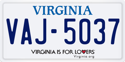VA license plate VAJ5037