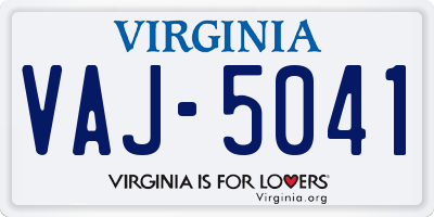VA license plate VAJ5041