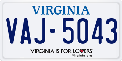 VA license plate VAJ5043