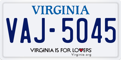 VA license plate VAJ5045