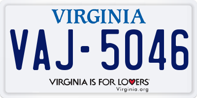 VA license plate VAJ5046