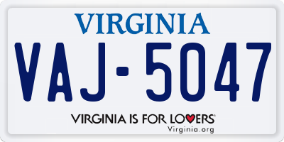 VA license plate VAJ5047