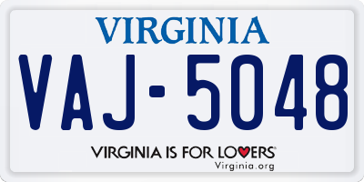 VA license plate VAJ5048
