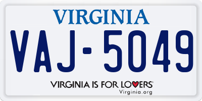 VA license plate VAJ5049