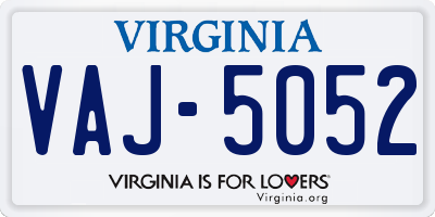 VA license plate VAJ5052