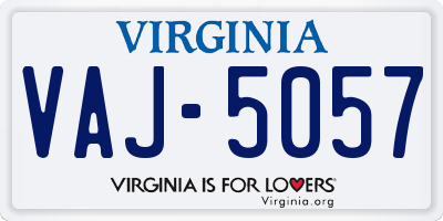 VA license plate VAJ5057