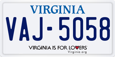 VA license plate VAJ5058