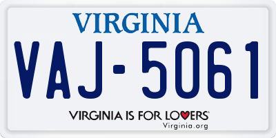VA license plate VAJ5061