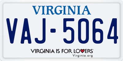 VA license plate VAJ5064