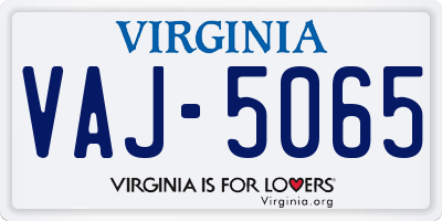 VA license plate VAJ5065