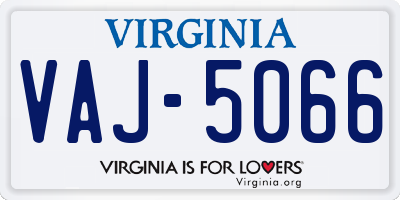VA license plate VAJ5066