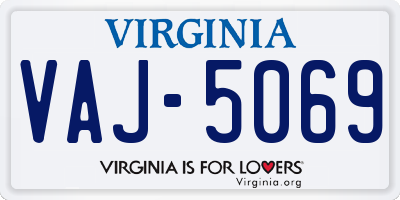 VA license plate VAJ5069