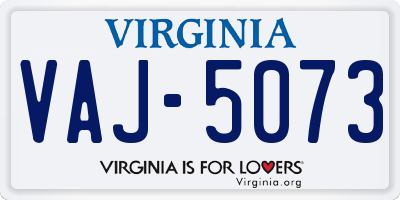 VA license plate VAJ5073