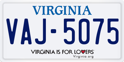 VA license plate VAJ5075