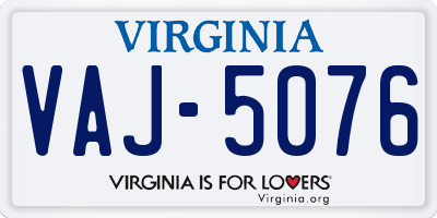 VA license plate VAJ5076