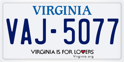 VA license plate VAJ5077