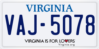 VA license plate VAJ5078