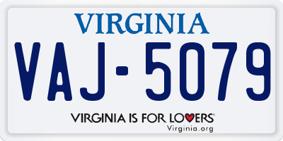 VA license plate VAJ5079