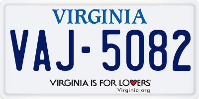 VA license plate VAJ5082