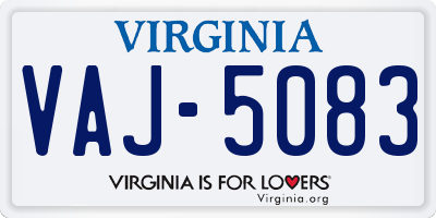 VA license plate VAJ5083