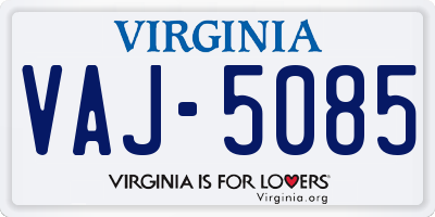 VA license plate VAJ5085