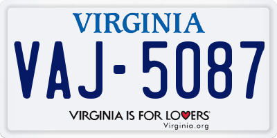 VA license plate VAJ5087