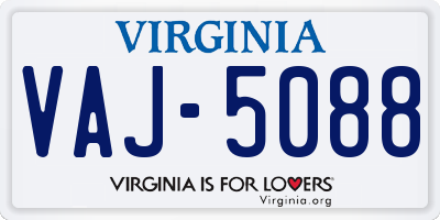 VA license plate VAJ5088