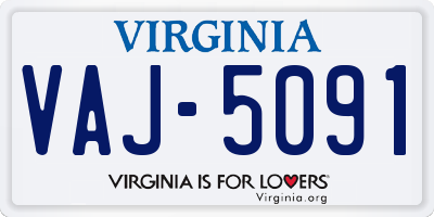 VA license plate VAJ5091