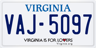 VA license plate VAJ5097