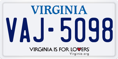 VA license plate VAJ5098