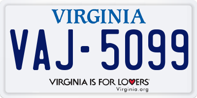 VA license plate VAJ5099