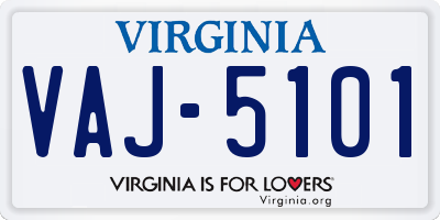 VA license plate VAJ5101