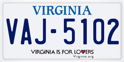 VA license plate VAJ5102